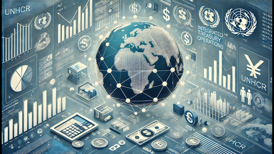 DALL·E 2024 09 16 11.06.25 A professional banner image for a newsletter on the topic of 'Streamlining treasury operations – UNHCR’s move towards integrated financial and treasur